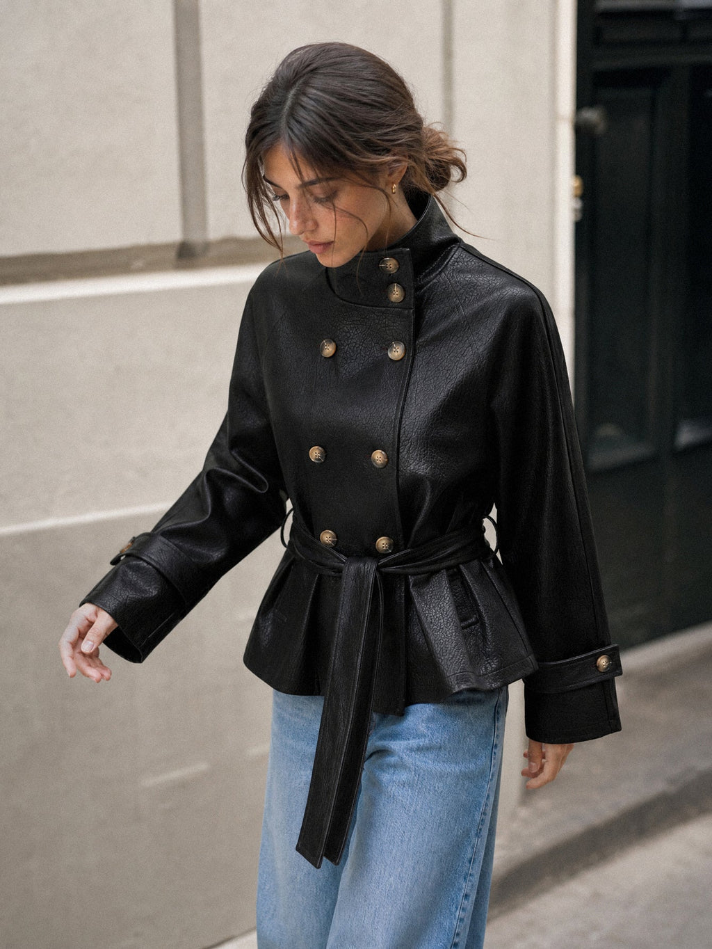 Veste mi-longue similicuir