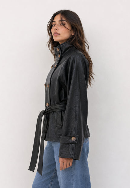 Veste mi-longue similicuir